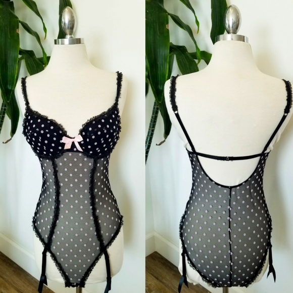 Victoria's Secret Vintage Sexy Little Things Polka Dot Ruffle Mesh Lingerie NWT - Picture 12 of 14